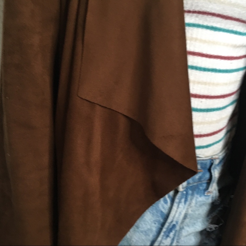 Zara Basic Suede Brown Waterfall Jacket Size Larg… - image 4